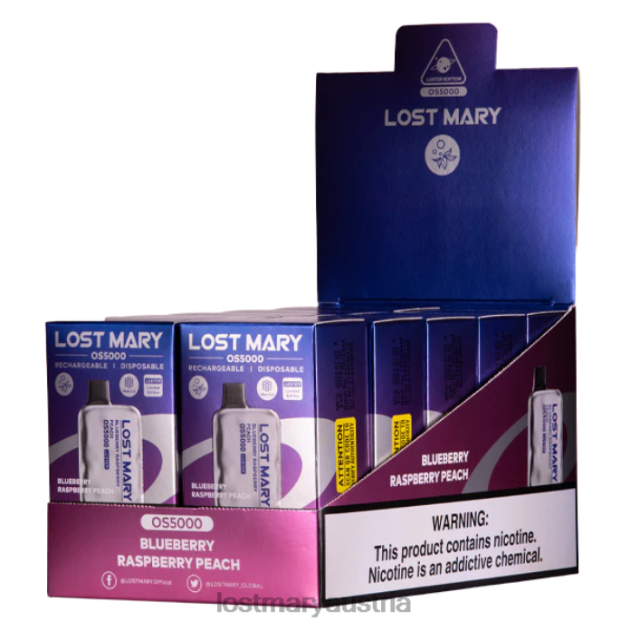 Lost Mary OS5000 Glanz Blaubeer-Himbeer-Pfirsich- Lost Mary Geschmack 24NB19