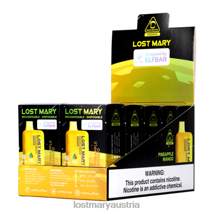 Verlorene Mary OS5000 Ananas-Mango- Lost Mary Vape Sorten 24NB57