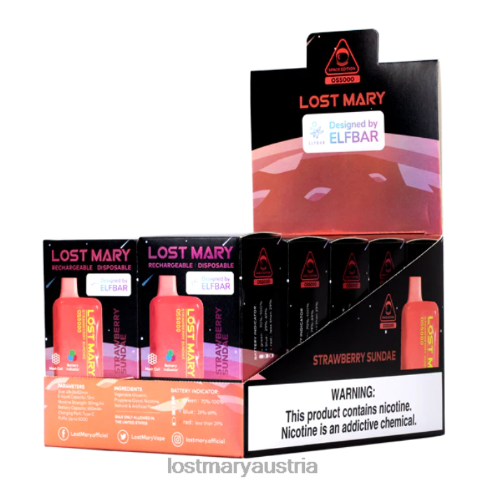 Verlorene Mary OS5000 Erdbeereisbecher- Lost Mary Vape 24NB71