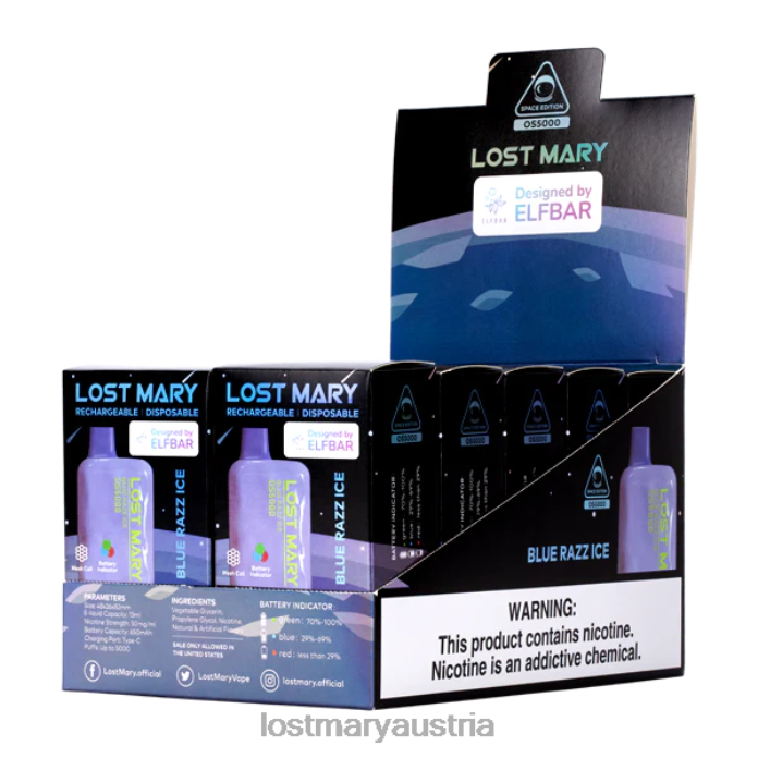 Verlorene Mary OS5000 blaues Razz-Eis- Lost Mary Vape Preis 24NB14