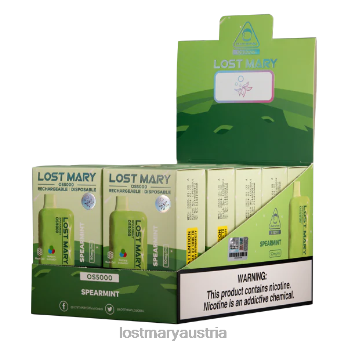 Verlorene Mary OS5000 grüne Minze- Lost Mary Osterreich 24NB62