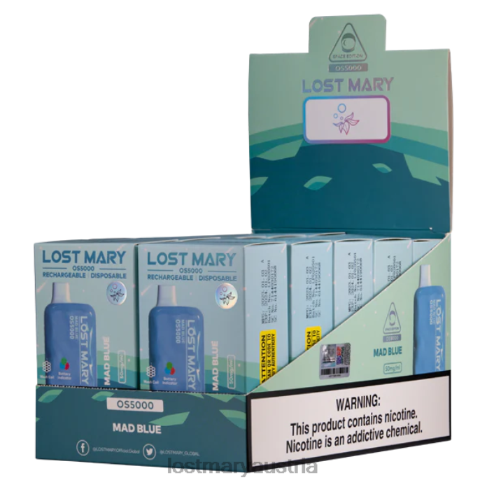 Verlorene Mary OS5000 verrücktes Blau- Lost Mary Vape ZÃ¼ge 24NB46